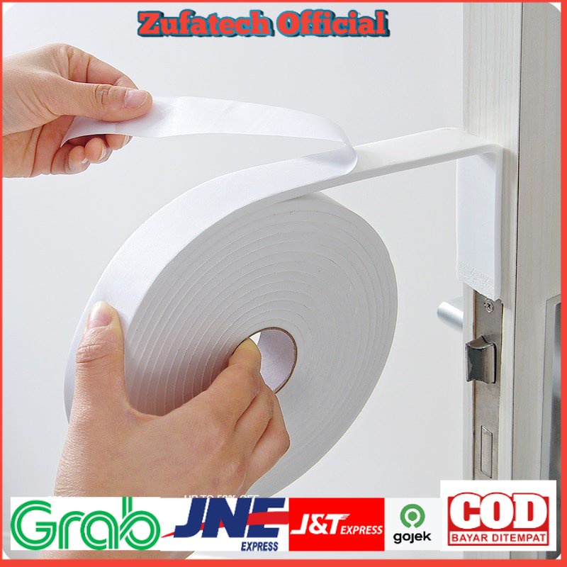 ZHEN Lis Strip Pintu Door Noise Insulation Foam Dusting Sealing Tape 5 Meter - B35 - White