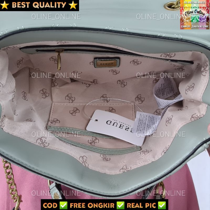 1814-1818(WODB) tas wanita triana studded diamond motif 5 color winter collection sage green white pink crystal blue black gb gs quilted shoulder and sling bag two way paku paku mote besi gold convertible bag