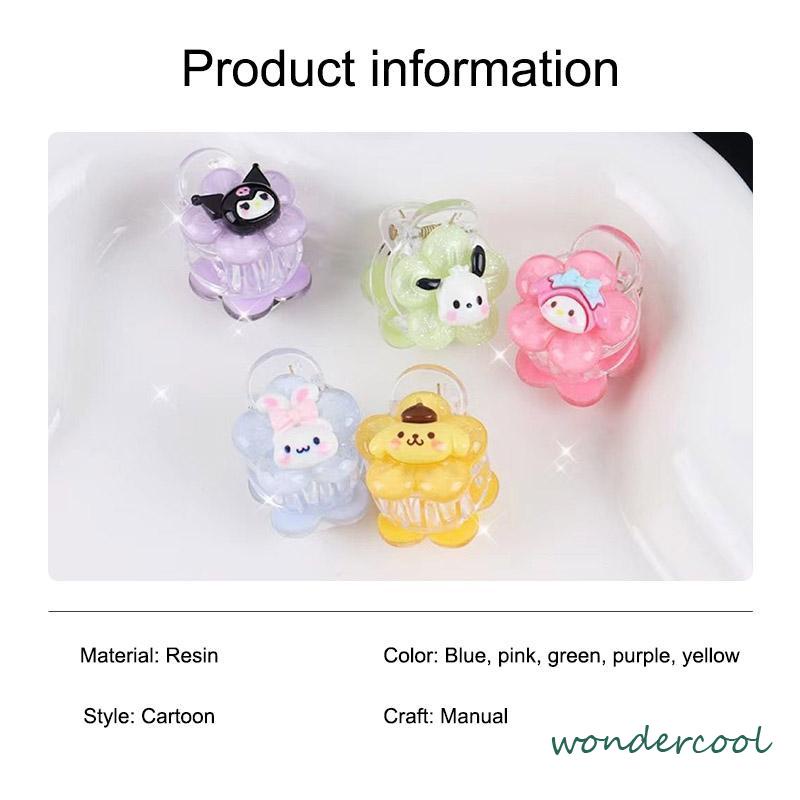 Jepit Rambut Bunga Transparan Cinnamoroll Kuromi Teenage Student Cartoon Sweet Hair Clip-Won