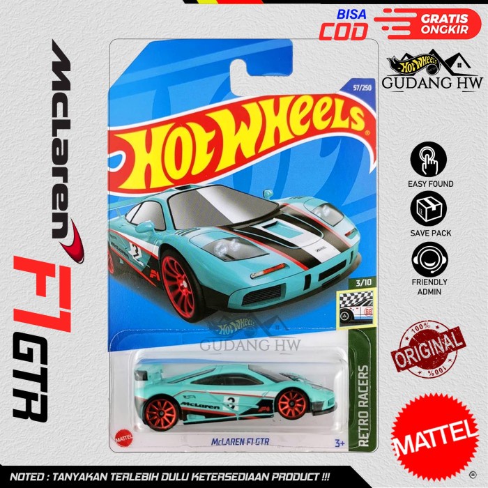 HOT WHEELS MCLAREN F1 GTR BIRU