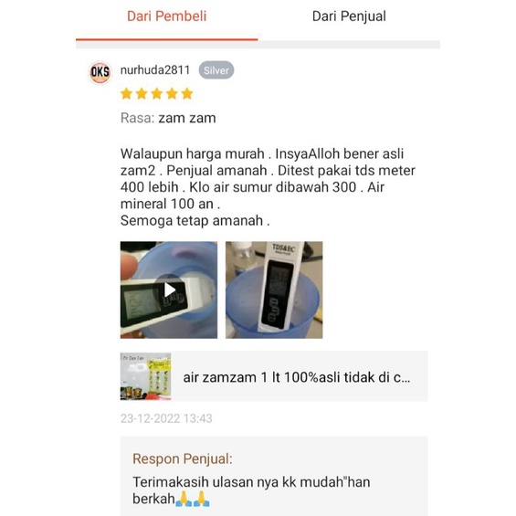 Air Zam-Zam 1L isi 20 pcs 100% Tida Di Campur Keaslian Di Jamin Bisa Di Tes Kadar