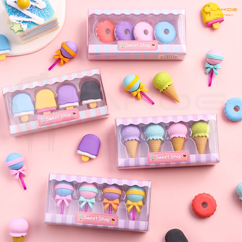 Penghapus pensil model ice cream donat lollipop penghapus lucu