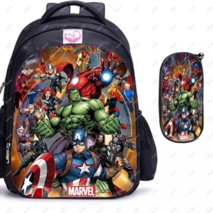 [O-4T ㊛] TAS RANGSEL SEKOLAH ANAK SD TK PAUD LAKI LAKI KARAKTER EVENGER MARVEL KAPTEN AMERIKA HULK-p
