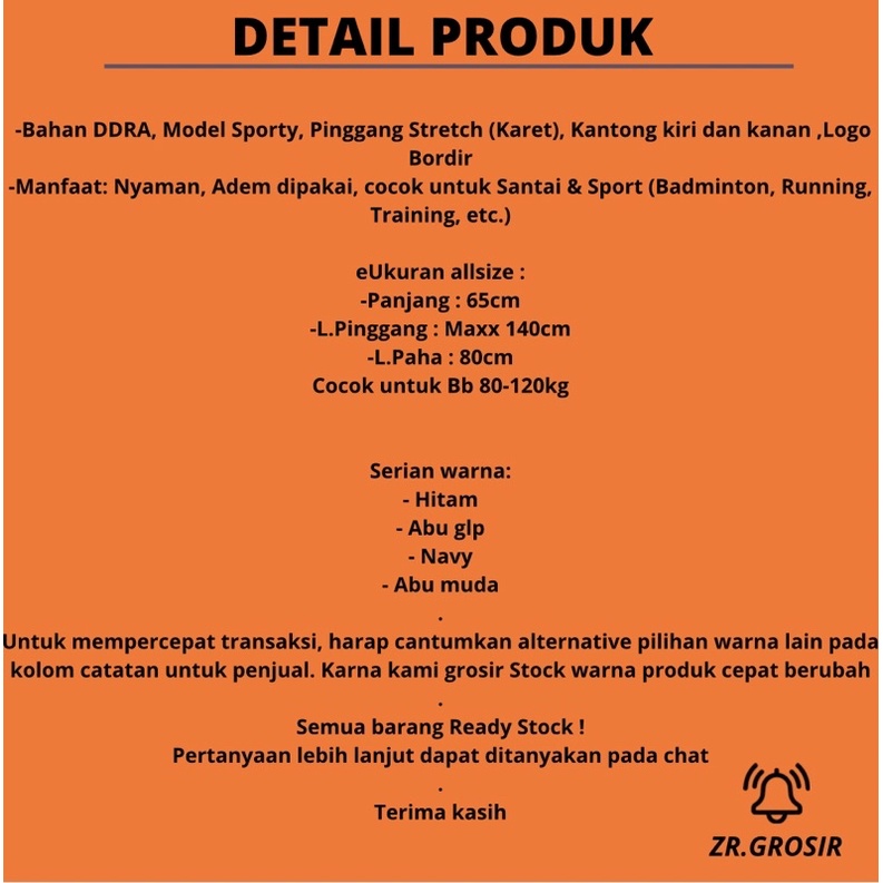 CELANA PENDEK PRIA WANITA XXL XXXL JUMBO BIGSIZE -DDRA
