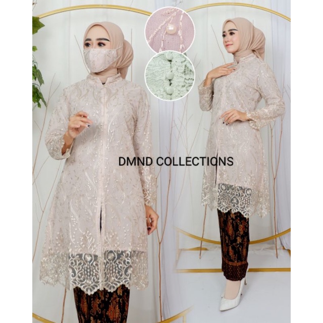 SETELAN TUNIK BUSUI/TUNIK RESLETING DEPAN/TUNIK TULLE MUTIARA/KEBAYA MODERN/TUNIK TERBARU &amp; TERLARIS