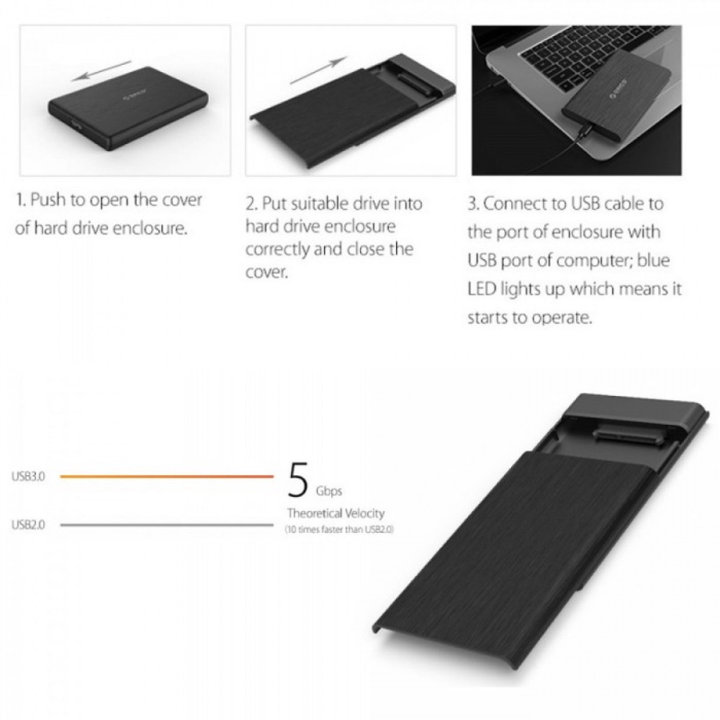 Harddisk Case HDD Enclosure 2.5 inch USB 3.0 Max 2TB Shockproof UASP Protocol