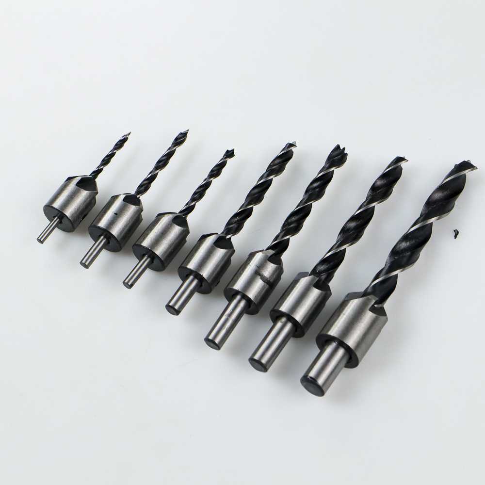 Mata Bor Kayu Set Bulat Panjang 3MM 12MM 7 PCS Lengkap  Drill Bit Countersink HSS Taffware