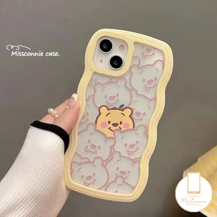 IPHONE Casing Bening Case Kompatibel Untuk Iphone6 6s 78 Plus 11 14 12 13 Pro Max XR 14Plus X XS Max SE 2020kartun Lucu Winne the Pooh Transparan Wavy Edge Soft TPU Case