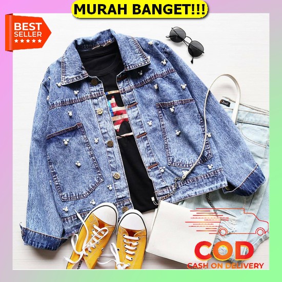 Cod##Jacket Jeans/Jacket Jeans Wanita Import/Wanita Korean Jeans Coat Jaket Jeans Lvd Mutiara Mickey