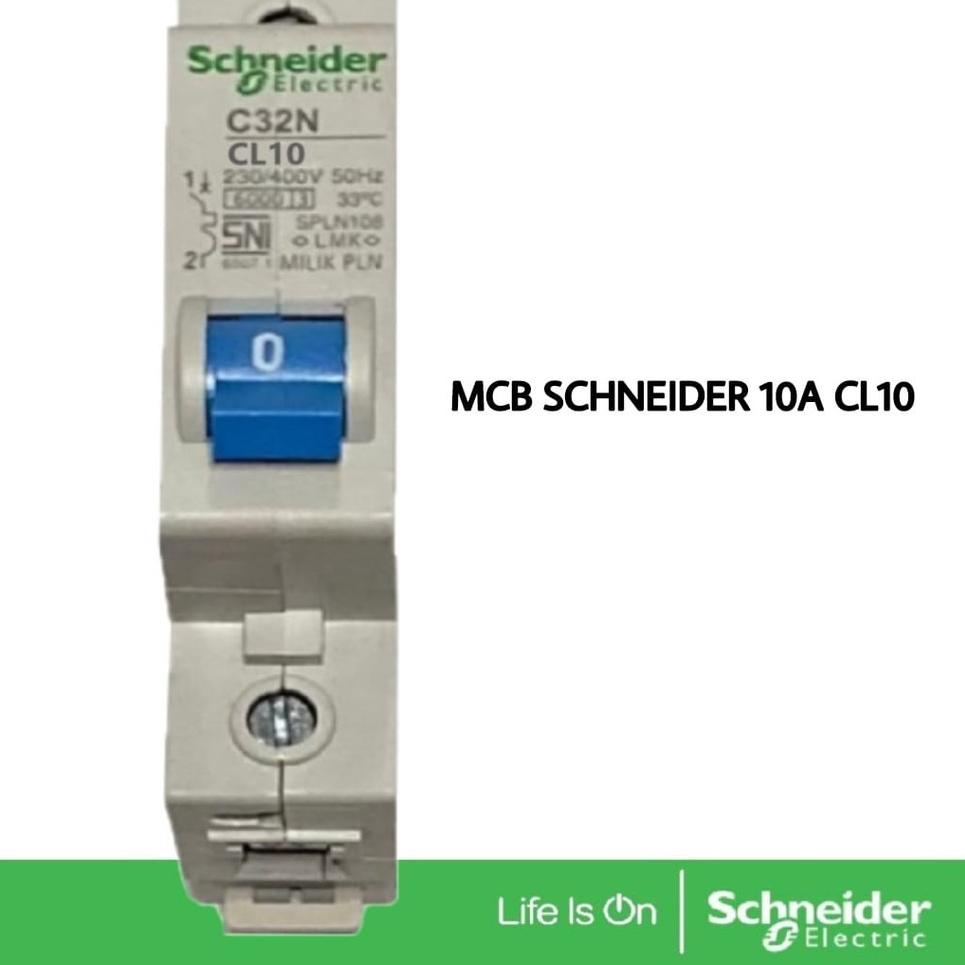 Terpercaya MCB SCHNEIDER 10 AMPERE 10A CL10 C32N  BIRU SPLN PLN BENSER 2300W 2300WATT PEMUTUS ARUS K