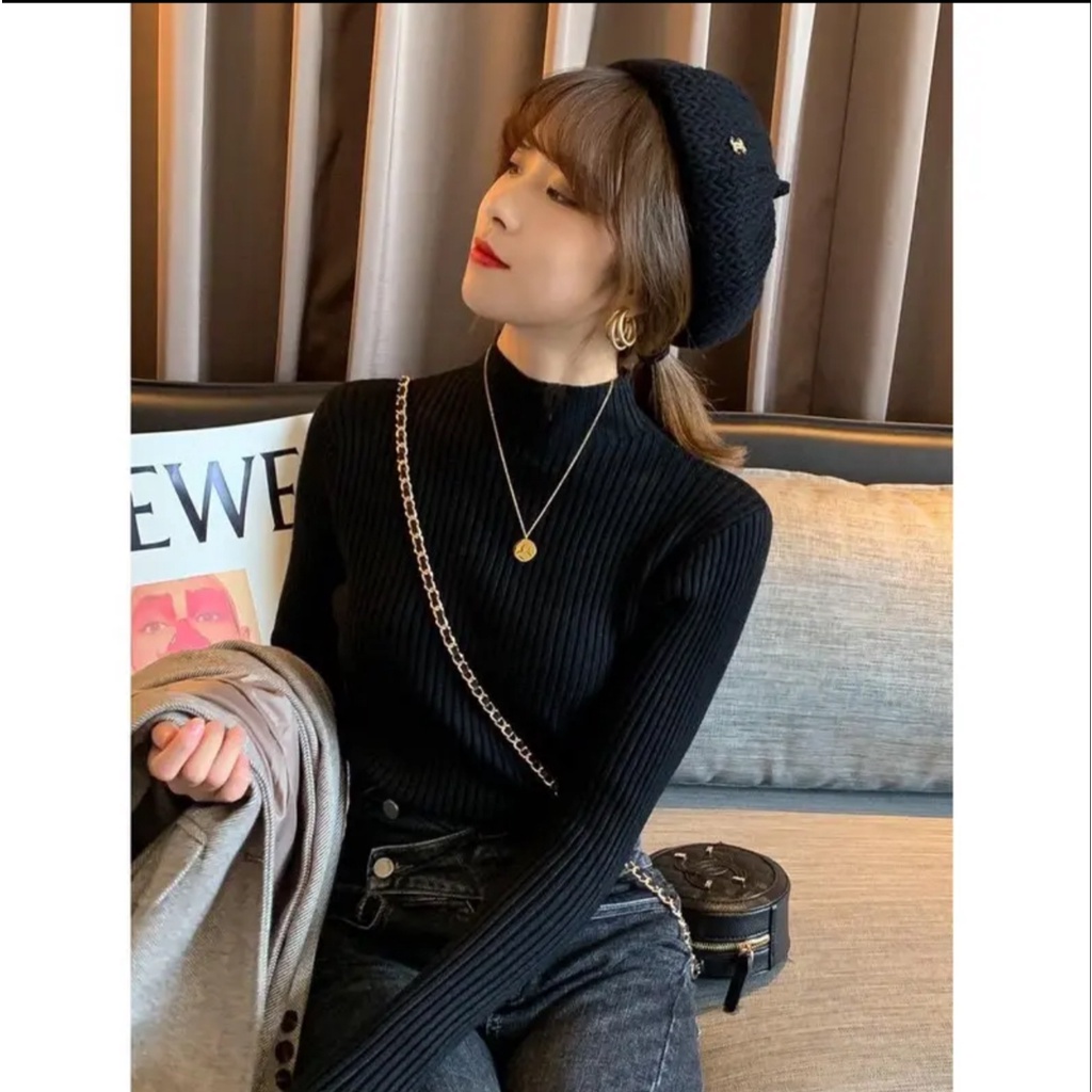 Belleza outlet baju rajut Cardigan rajut atasan wanita Inner Rajut Aisha Turtleneck