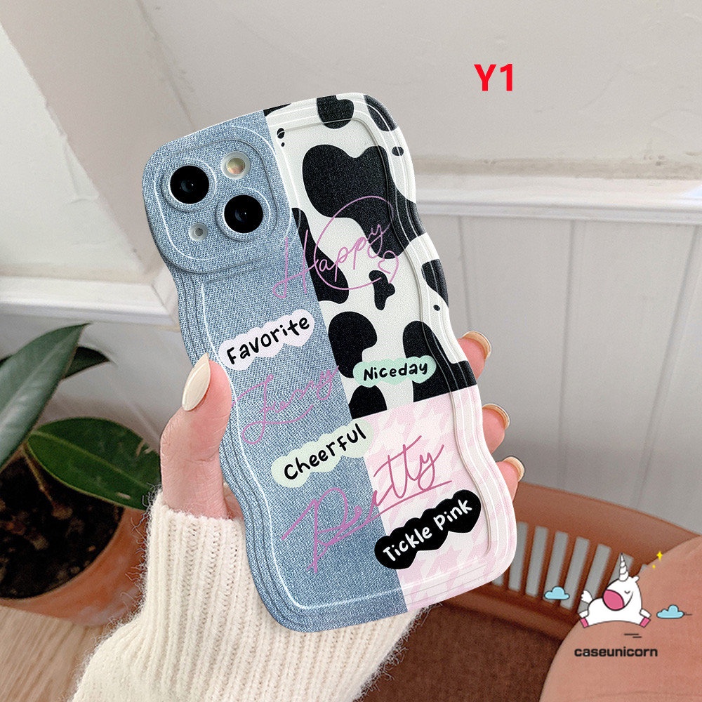 REDMI Redmi9 12C 10 10C 9T 9A 9C 10A A1 A1+Note 10Pro 9 8 10 11 10s 9Pro Note 11Pro+9s 11s POCO M3 X3 NFC Pro Mi 11T Pro Lembut Bergelombang Tepi Denim Pola Splicing Leopard Sapi Sarung Print