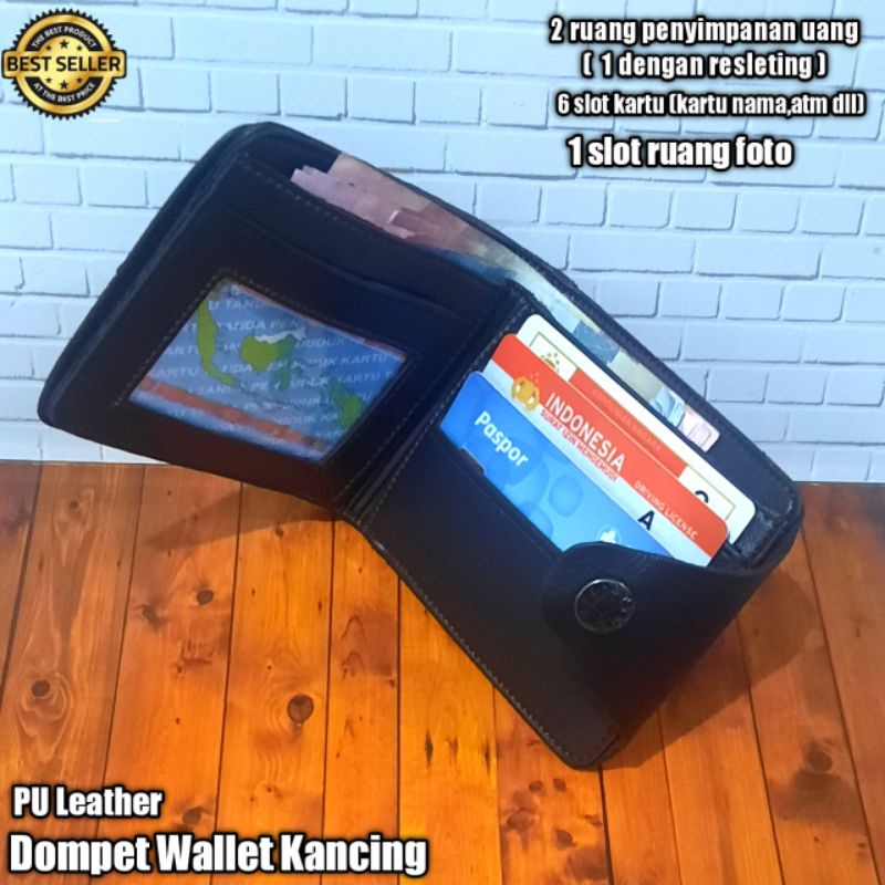 Dompet Kancing Pria Premium Dompet Lipat Tiga Dompet Kulit Pu