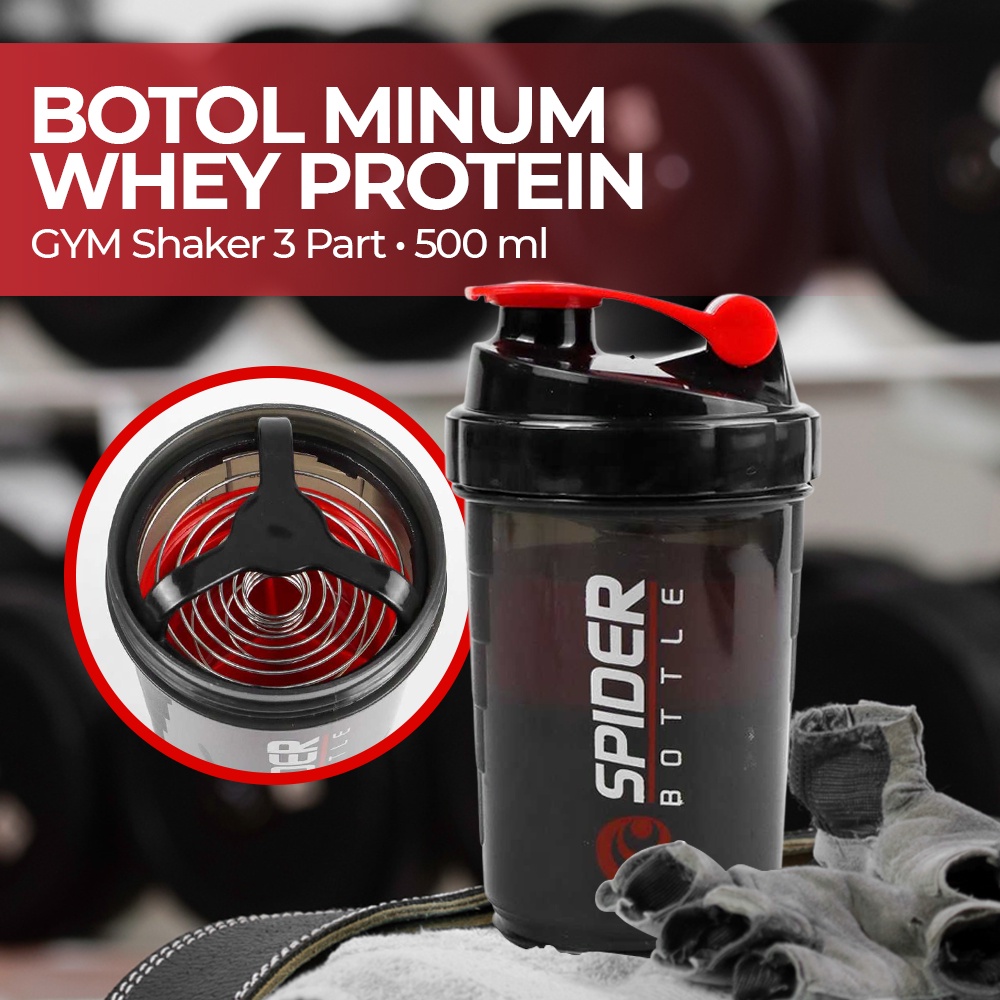 Spider Botol Minum Whey Protein GYM Shaker 3 Part 500 ml - SPB01