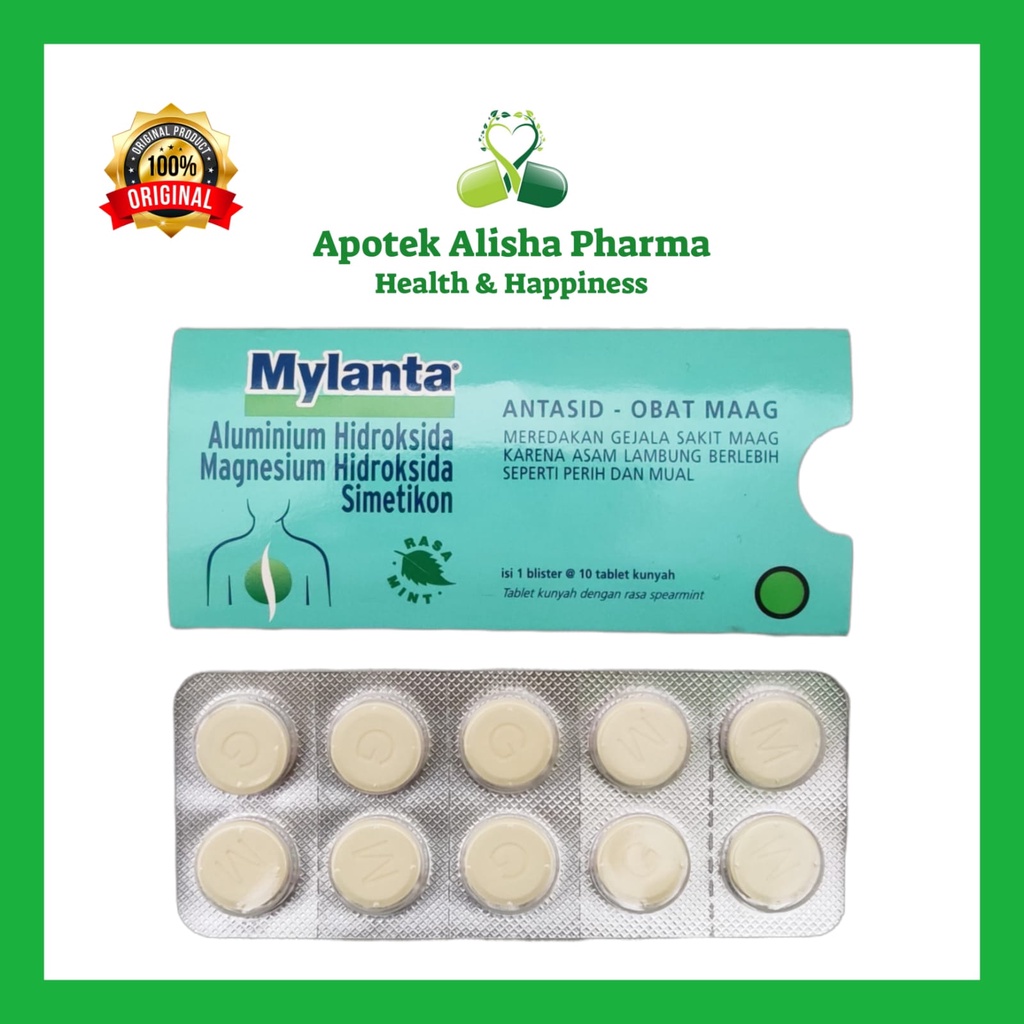 Mylanta Strip 10tablet-Mylanta Tablet Obat Maag Perih Kembung Mual Nyeri Ulu Hati/Mylanta Antasida Tablet Kunyah/MilantaTablet Kunyah