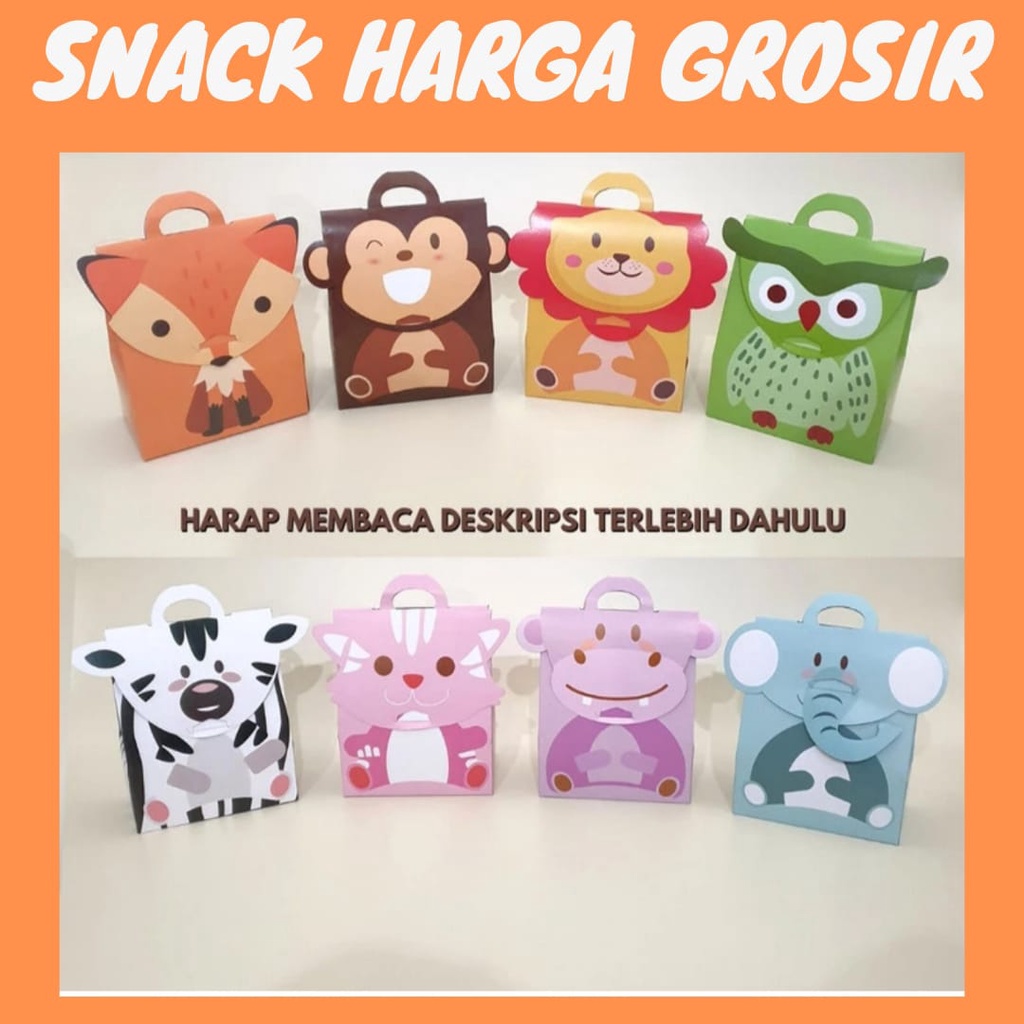 Paket Snack Bingkisan Ulang Tahun Anak Kemasan Paper Bag Animal Lucu