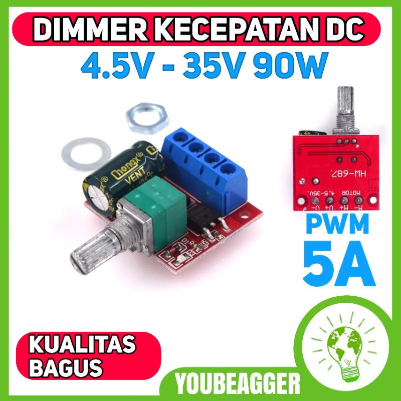 Dimmer DC 4.5 - 30V Untuk mengatur kecepatan motor dan lampu Dc