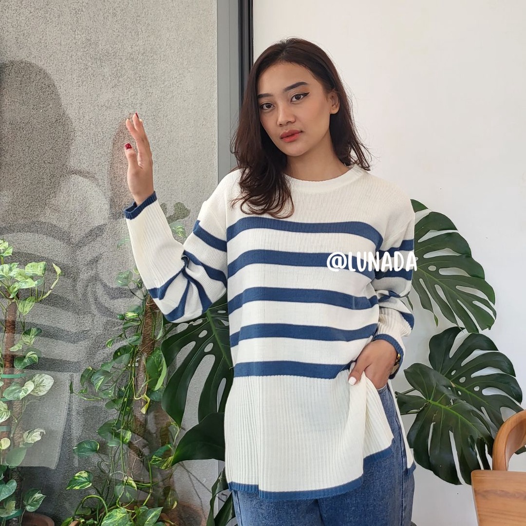 Sweater Oversize Korea Knit Premium Stripe Sera / Sweater Oversize Korea Rajut Premium Sera