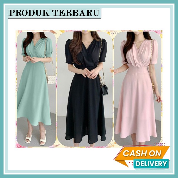 Silva Dress Brokat Hijau Sage Pesta Casual Dress Kondangan Wanita Dress Brukat Remaja Trendy Kekinia