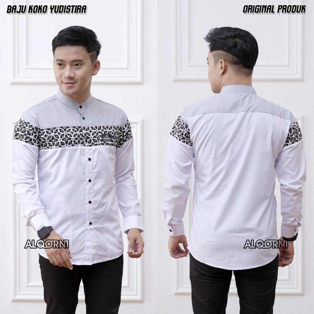 BAJU KOKO MOTIF BATIK MODEL TERBARU / BAJU KOKO KOMBINASI BATIK / BAJU KOKO PRIA DEWASA / BAJU KOKO 