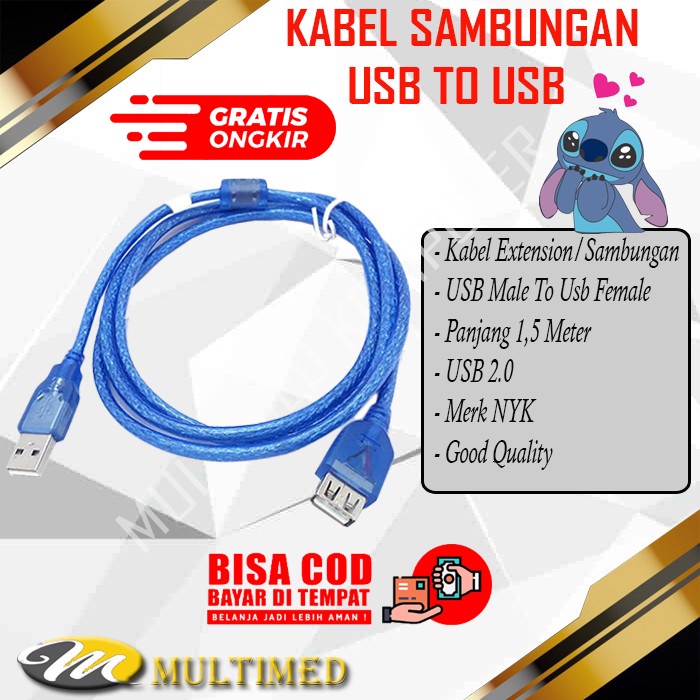 Kabel Extension USB Male To USB Female Panjang 1,5 meter Good Quality