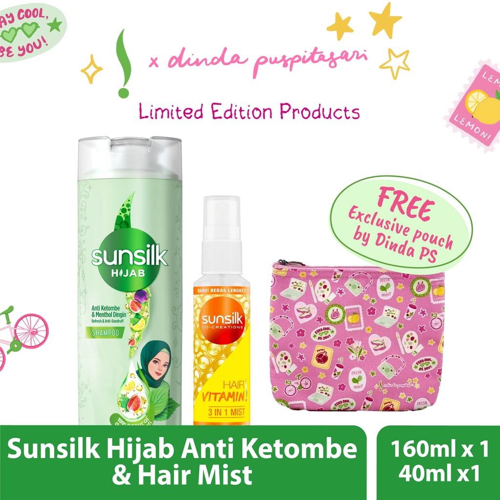 Buy Sunsilk HIjab Refresh Anti Dandruff Shampoo 160ml + 1 Sunsilk Vitamin Hair Mist 3in1 Mist 40ml FREE Pouch Dinda PS