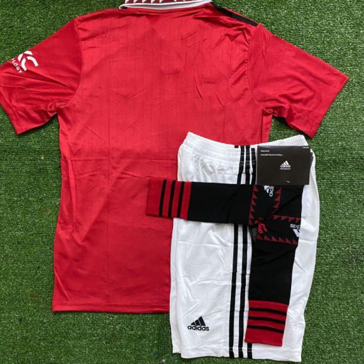 Terbaru SETELAN STELAN FULLSET JERSEY CELANA KAOS KAKI MANCHESTER UNITED MU HOME 2022/ 2023 BAJU BOL