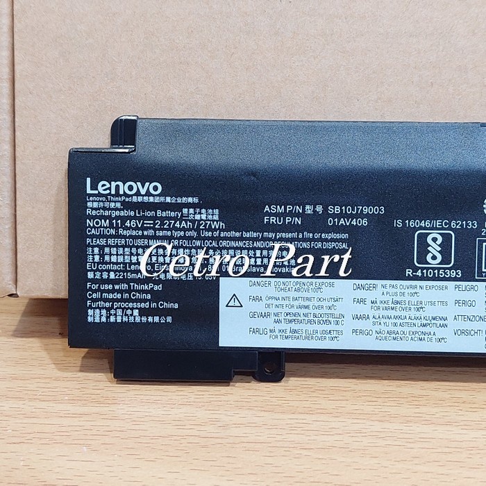 Baterai Batre Laptop LEN ThinkPad T460S Series 01AV406 00HW025 -Pendek