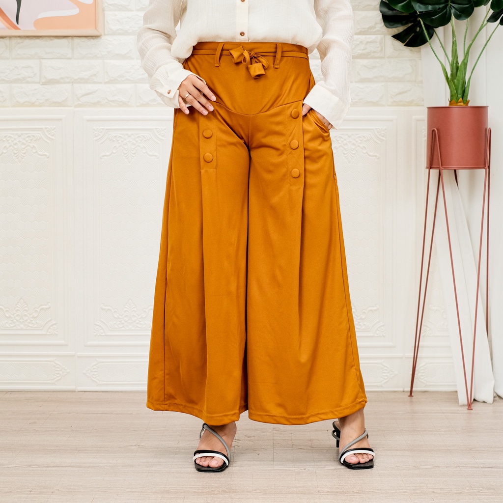 Celana Kulot Highwaist Scuba Premium basic kulot kancing