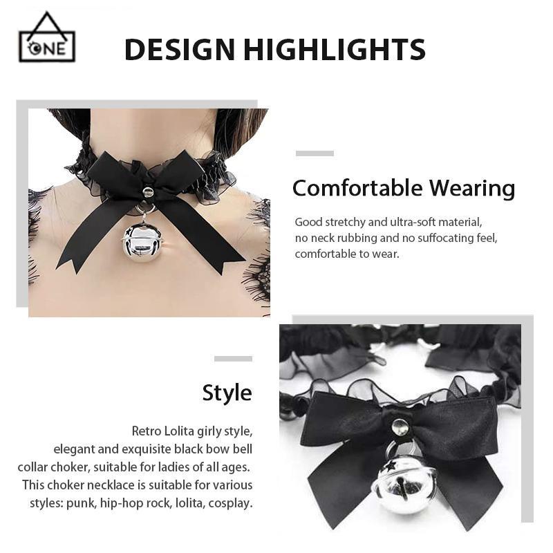 COD❤️Choker Renda Kalung Lonceng Besar Fashion Korea Cosplay Gaya Aksesoris Wanita-A.one