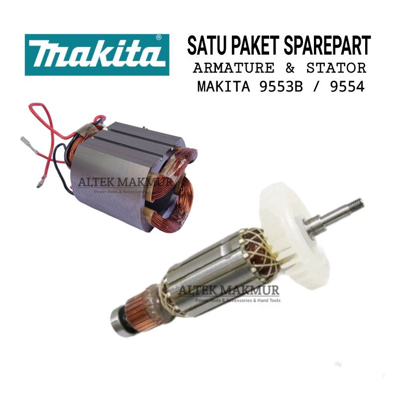 Promo 1 Paket Armature & Stator Gerinda MAKITA 9553B / 9554 /  Angker Dinamo Bantalan Gurinda MAKITA