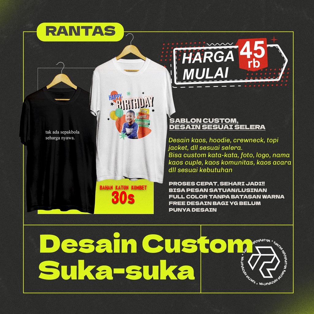 Jual Kaos Cotton Combed S Kaos Custom Kaos Desain Custom Kaos