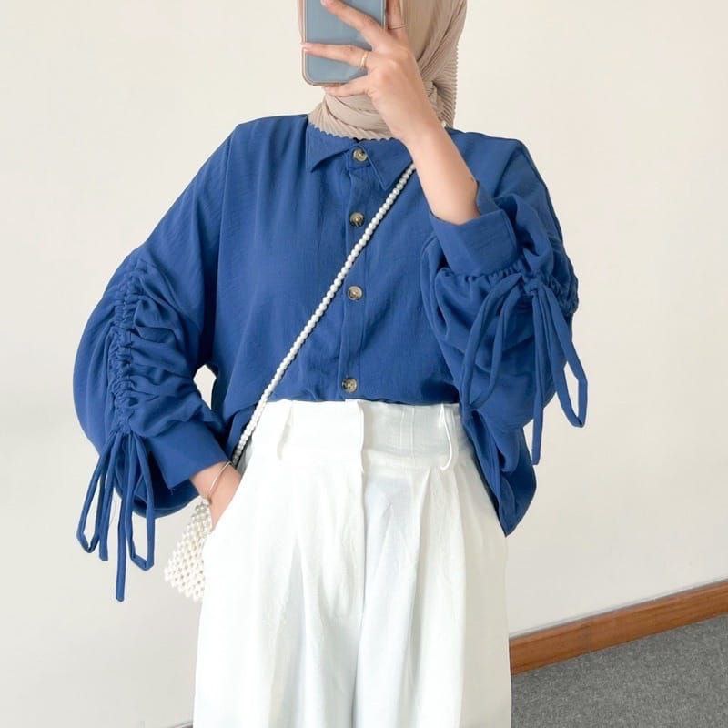 BEFAST - ZRX Blouse FANIA Crincle Airflow / LESI MODEL LENGAN SERUT / Blouse Polos Formal / Atasan Lengan Panjang / Pakaian Casual Wanita / Outift Kerja / Blouse  Model Terbaru / Fashion Trendy Remaja ABG / Terlaris