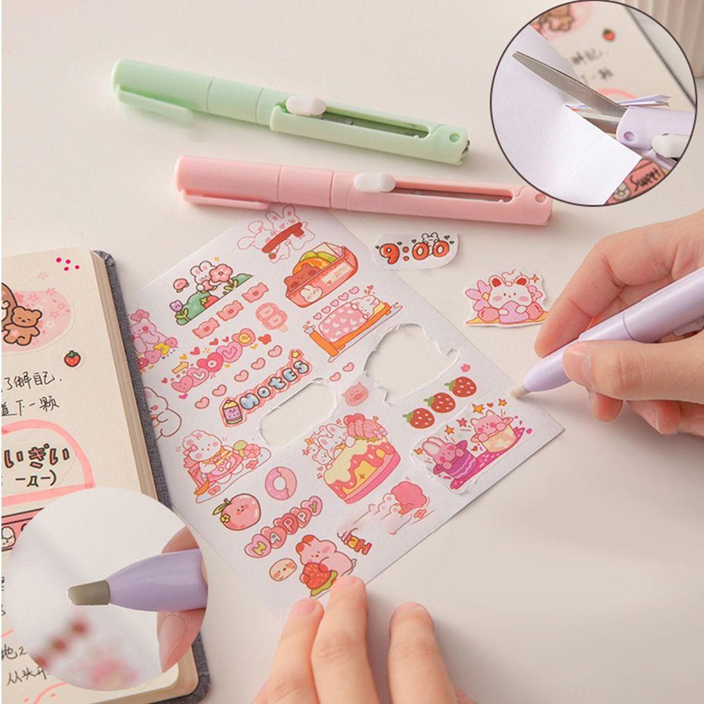 Top Pen Bentuk Gunting Kreatif DIY Perlengkapan Kantor Sekolah Gunting Lipat Multifungsi