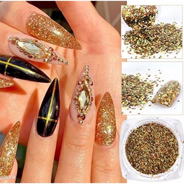 Glitter gold silver pot 5gram hiasan nailart ombre slime Produk Good Quality