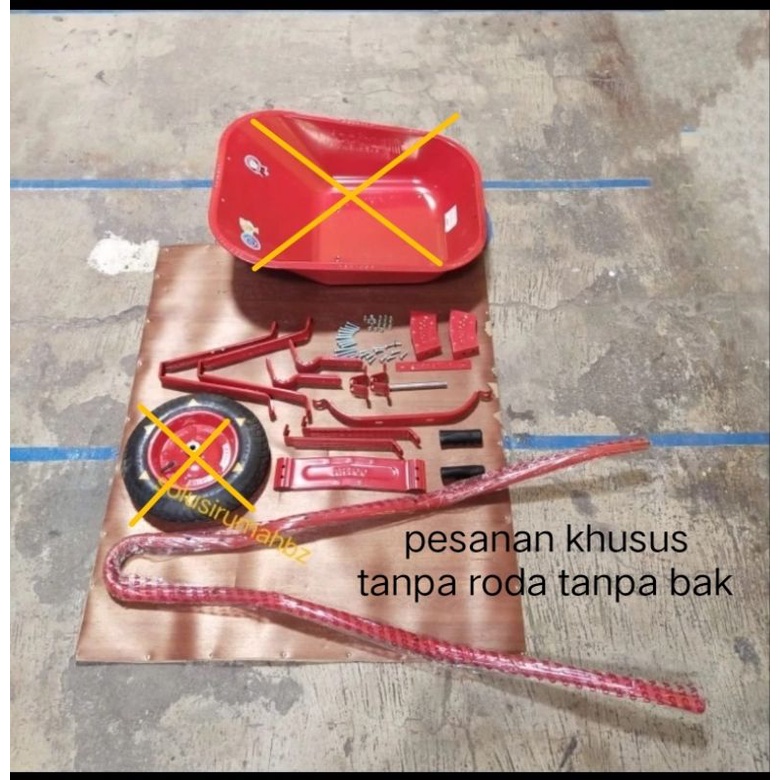 gerobak dorong artco tanpa bak non roda angkong khusus sorong merah