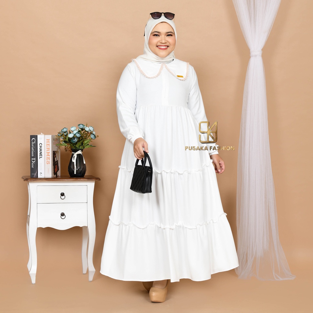 B3LA MAXY Gamis perempuan dewasa jumbo pakaian muslim wanita bigsize muat sampai 80kg+ ada size fashion muslimah terbaru long dress kekinian modern murahberkualitas warna putih hitam merah bata hijau army lilac kuning lemon mustard broken white dusty moca