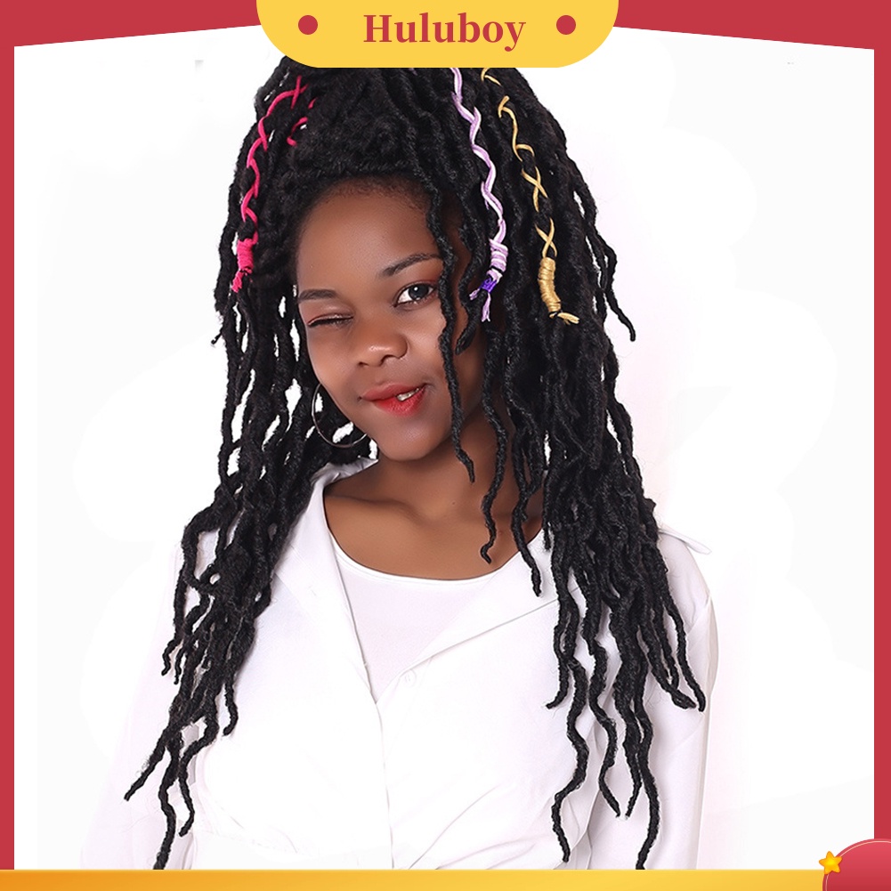 Wig Rambut Ekstensi Sintetis Model Kepang Panjang Keriting Gelombang Ukuran 45cm