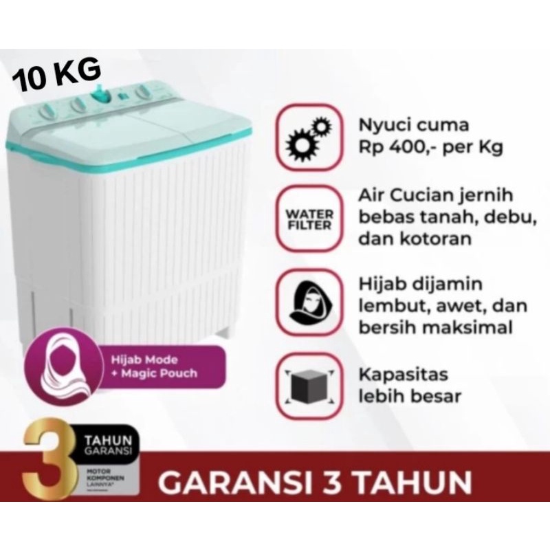 MESIN CUCI POLYTRON 2 TABUNG 1076 - POLYTRON MESIN CUCI 2 TABUNG 10KG - MESIN CUCI POLYTRON 10KG - P