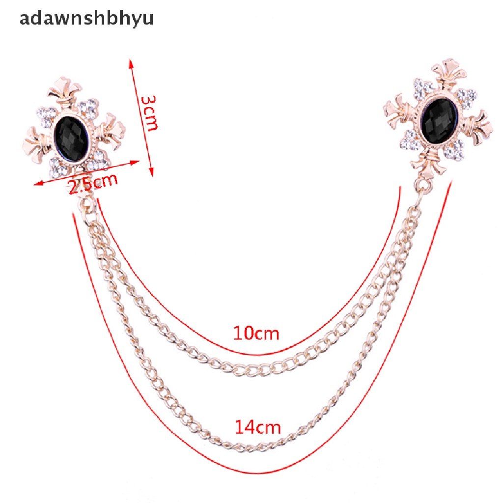 Adawnshbhyu Rumbai Kristal Rantai Silang Bros Baju Kerah Pin Dan Brooch Lapel Pin Gesper ID