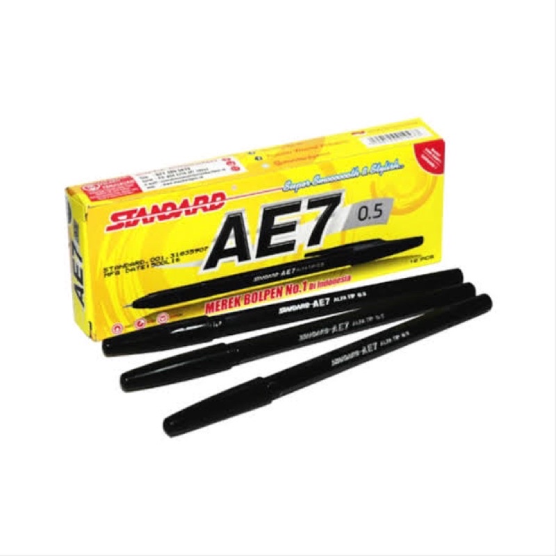 Pulpen AE7 standard warna hitam ballpoint