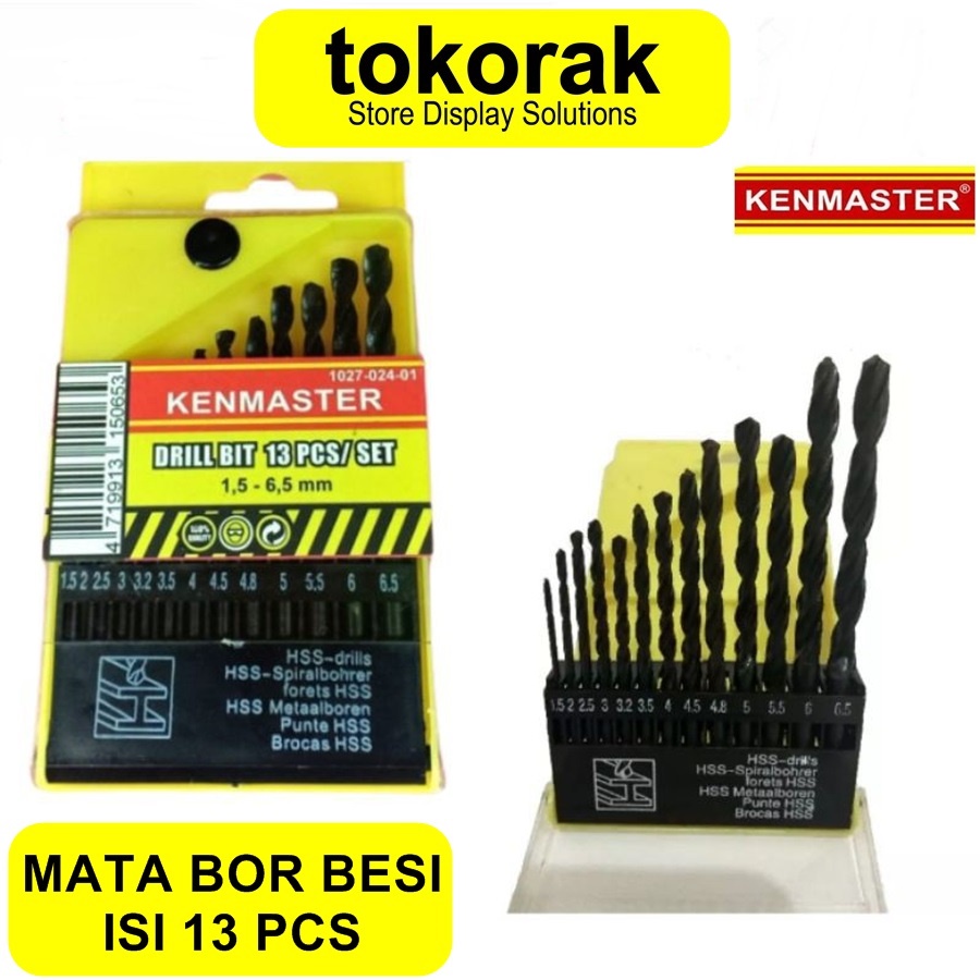 MATA BOR BESI SET 13 PCS KENMASTER DRILL BIT SET BOR BESI 1,5 - 6,5 MM