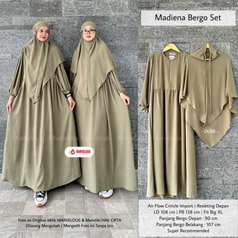 MADIENA BERGO SET ORI MARVELOUS | Dress+Jilbab | Airflow import Busui