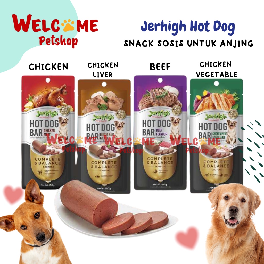 Jerhigh Hot Dog Bar Sosis Daging Cemilan Anjing Enak Wangi Sausage