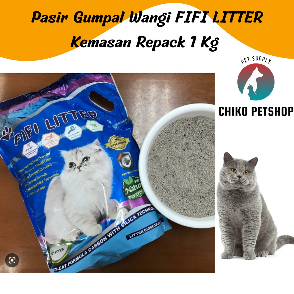 Pasir Gumpal Wangi FIFI LITTER Kemasan Repack 1 Kg