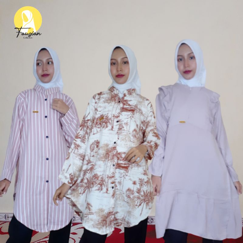 Tunik Shakila Salur/Tunik Jumbo Pantai/Tunik Wolfis Polos by Fauzian Collection