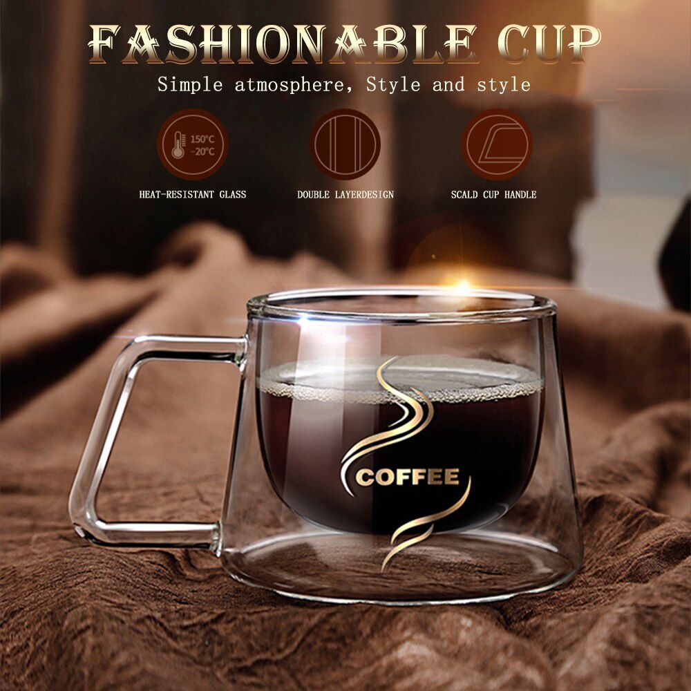 Cangkir Kopi Double Glass Coffee Mug Gelas Kaca Cangkir Kaca Gelas Bening Cangkir Bening Coffea Tea