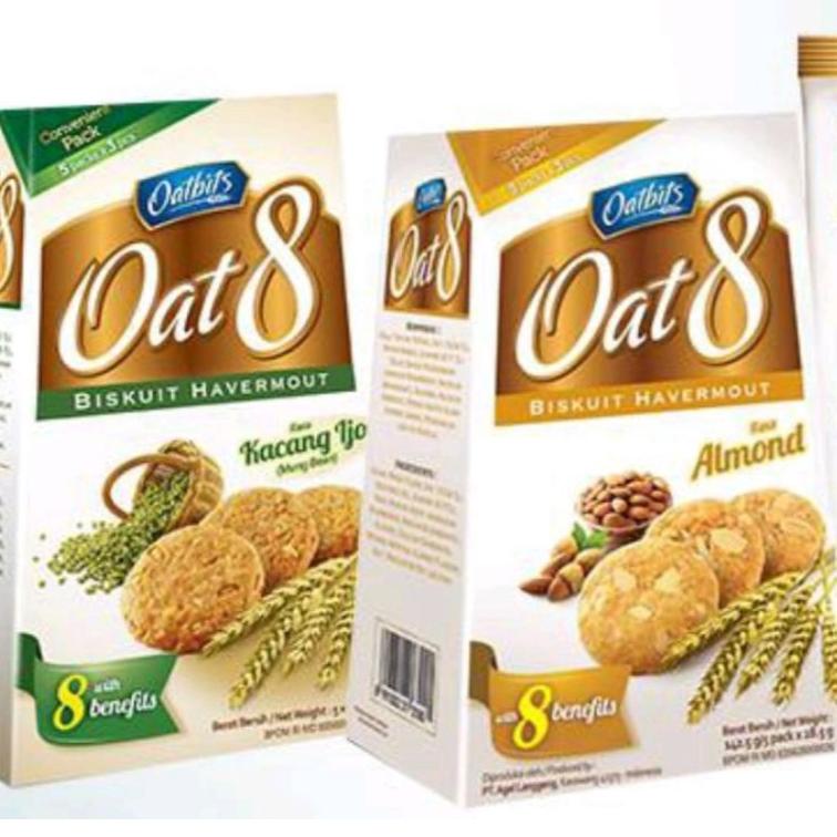 

(E-V2V-✉) oatbits oat 8 kacang hijau / almond 142 gram (5x28,5 gram) berkualitas