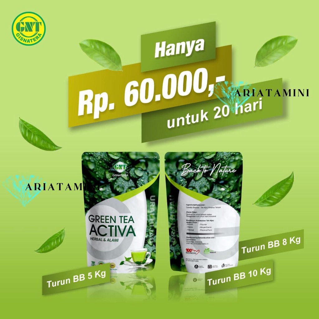 

GREEN TEA ACTIVA TEH DIET PELANGSING SUPER DETOX PELUNTUR LEMAK HERBAL ALAMI.DETOX TEA.TEH HERBAL ALAMI.TEH PENURUN BERAT BADAN PENGONTROL NAFSU MAKAN