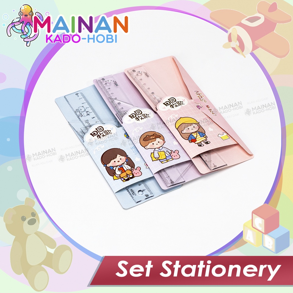 SET STATIONERY KIDS PAKET ALAT TULIS ANAK SEKOLAH PENGGARIS BUSUR